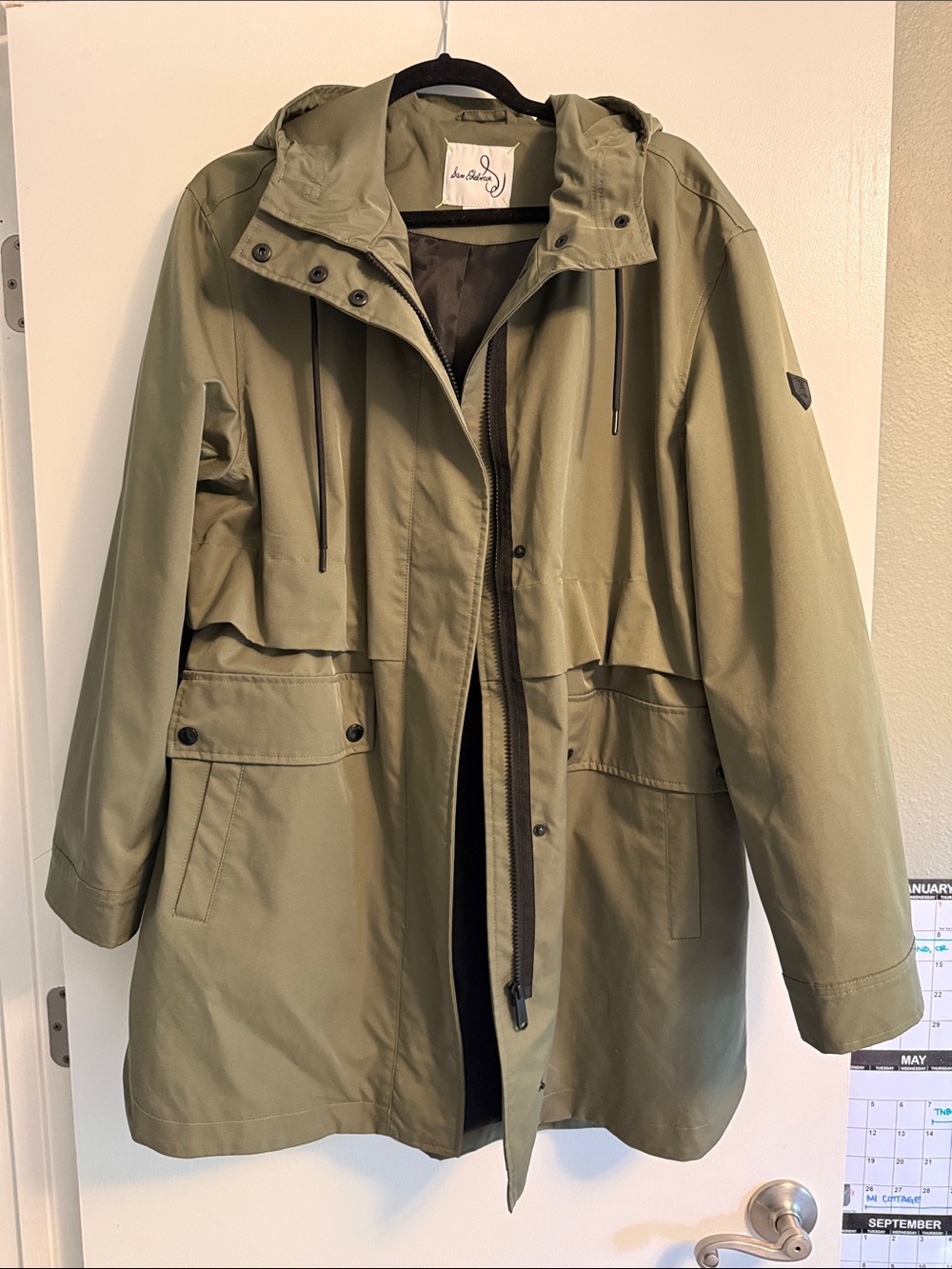 Sam Edelman Olive Green Hooded Trench Coat
